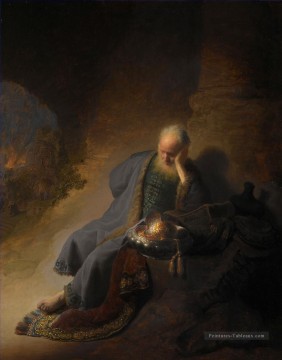 Jeremiah Lamentation de la Destruction de Jérusalem portrait Rembrandt Peinture à l'huile